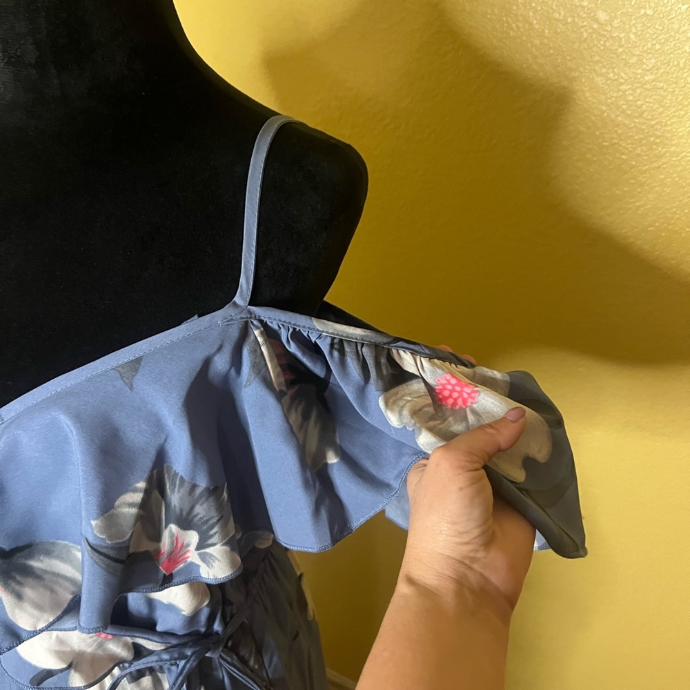 Blue Floral Ruffle Maxi Dress - Picture 5 of 11